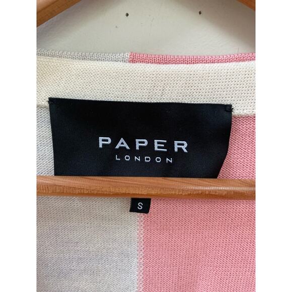 Anthropologie Paper London Dolly Striped Cardigan Sz Small Color Blocked Preppy - Picture 8 of 8